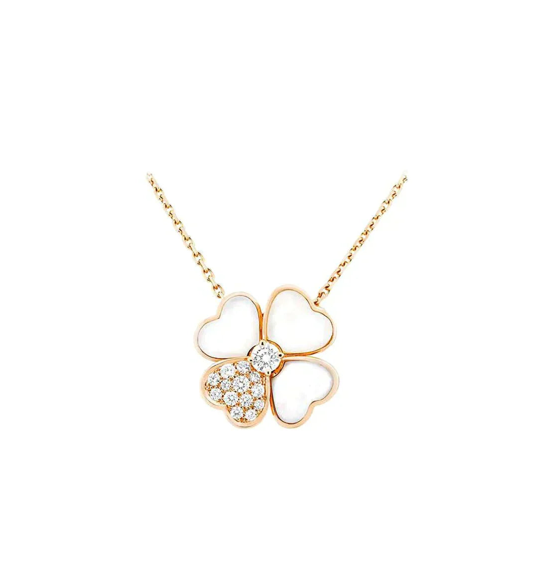 [Lucas Jewelry]CLOVER MOP DIAMOND ROSE GOLD NECKLACE