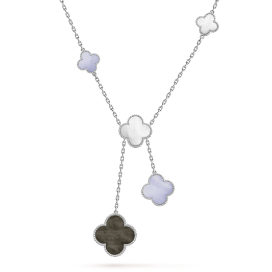 [Lucas Jewelry]CLOVER MOP CHALCEDONY NECKLACE SILVER 6 MOTIF