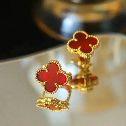 [Lucas Jewelry]CLOVER MEDIUM 1 MOTIFS CARNELIAN  EARRINGS