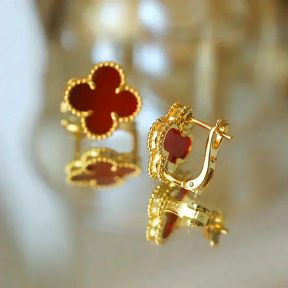 [Lucas Jewelry]CLOVER MEDIUM 1 MOTIFS CARNELIAN  EARRINGS