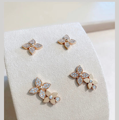 [Lucas Jewelry]STAR BLOSSOM STUD EARRINGS PINK GOLD DIAMONDS