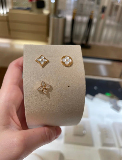 [Lucas Jewelry]STAR BLOSSOM STUD EARRINGS PINK GOLD DIAMONDS