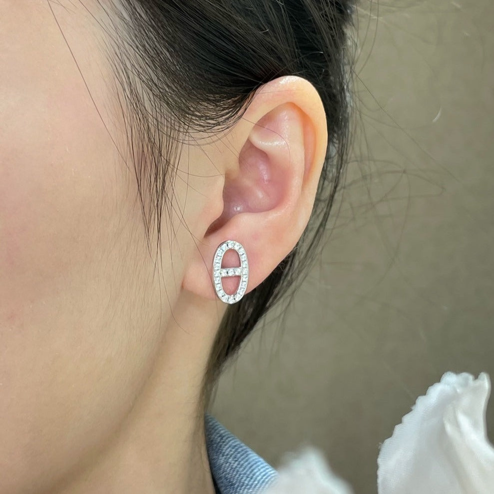 [Lucas Jewelry]HM FULL DIAMOND PIG NOSE STUD EARRINGS