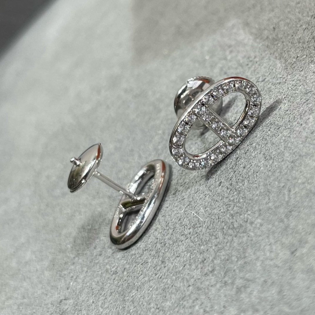 [Lucas Jewelry]HM FULL DIAMOND PIG NOSE STUD EARRINGS