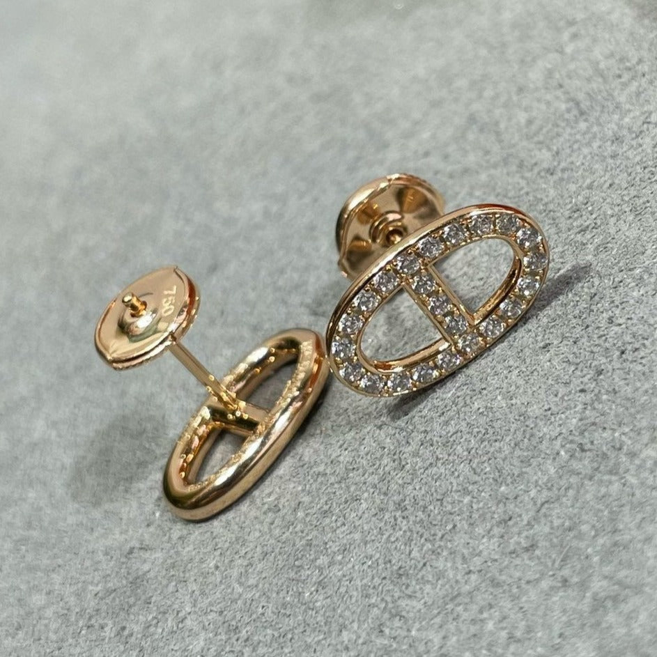 [Lucas Jewelry]HM FULL DIAMOND PIG NOSE STUD EARRINGS