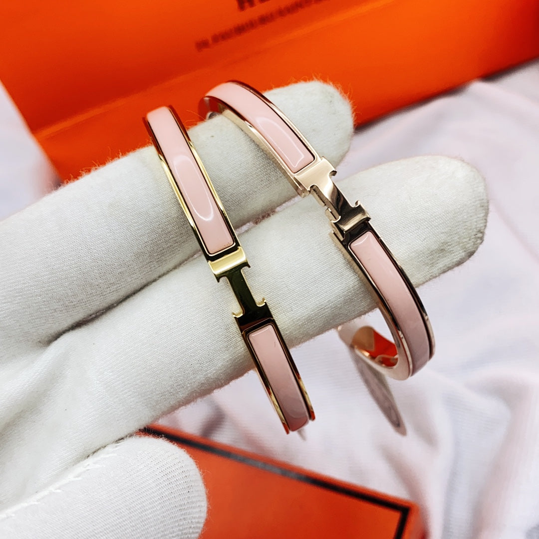 [Lucas Jewelry]CLASSIC HM CLIC  PINK 8MM ENAMEL BRACELET