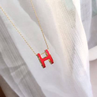 [Lucas Jewelry]HM CLIC RED ENAMEL GOLD NECKLACE