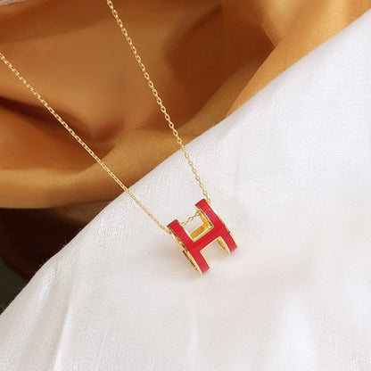 [Lucas Jewelry]HM CLIC RED ENAMEL GOLD NECKLACE