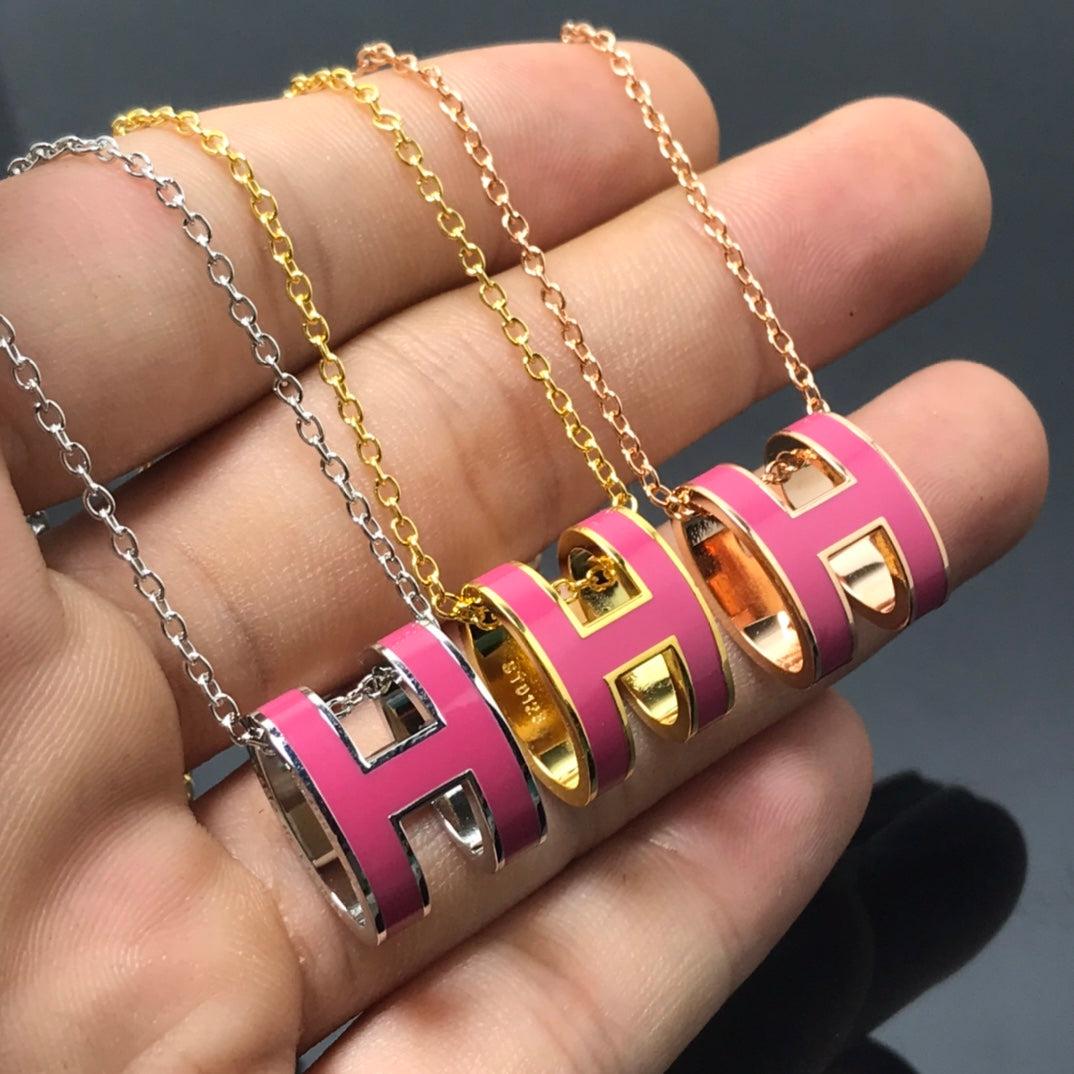 [Lucas Jewelry]H NECKLACE PINK