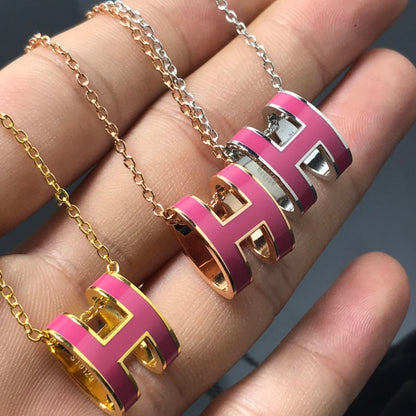 [Lucas Jewelry]H NECKLACE PINK