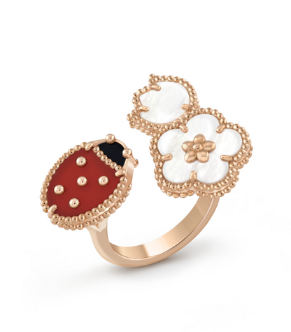 [Lucas Jewelry]LUCKY 3 MOTIF ROSE GOLD RING