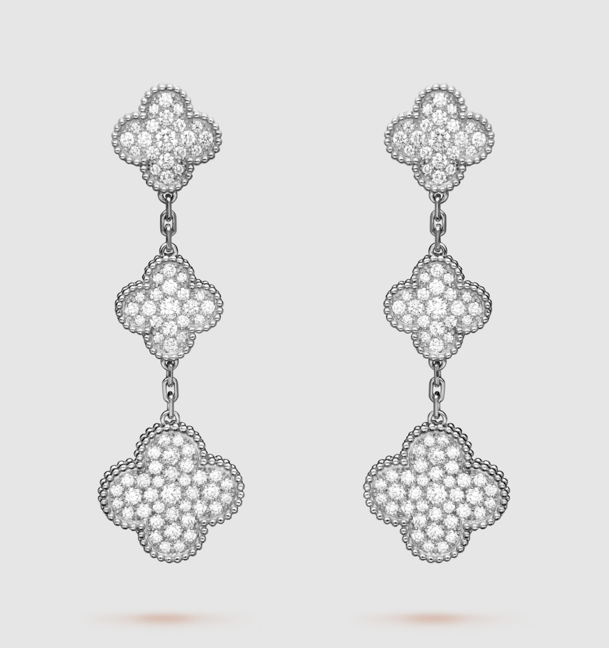 [Lucas Jewelry]CLOVER 3 MOTIF DIAMOND SILVER DROP EARRINGS