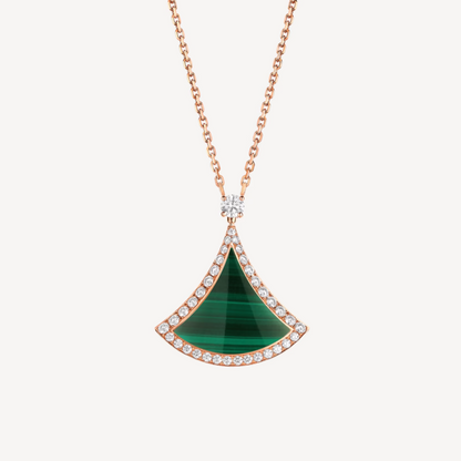 [Lucas Jewelry]DREAM MALACHITE DIAMOND PAVED PINK GOLD NECKLACE