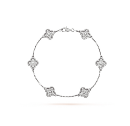 [Lucas Jewelry]CLOVER 6 MOTIF SILVER DIAMOND BRACELET