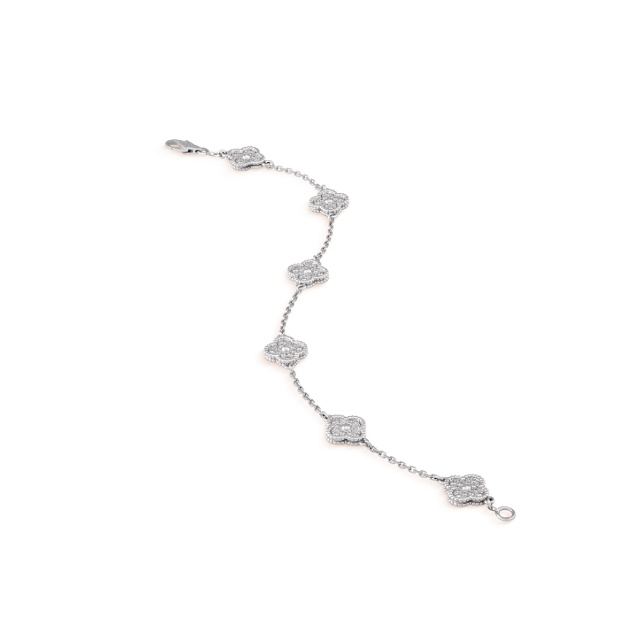 [Lucas Jewelry]CLOVER 6 MOTIF SILVER DIAMOND BRACELET