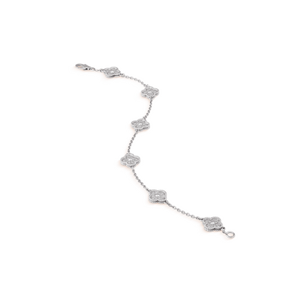 [Lucas Jewelry]CLOVER 6 MOTIF SILVER DIAMOND BRACELET