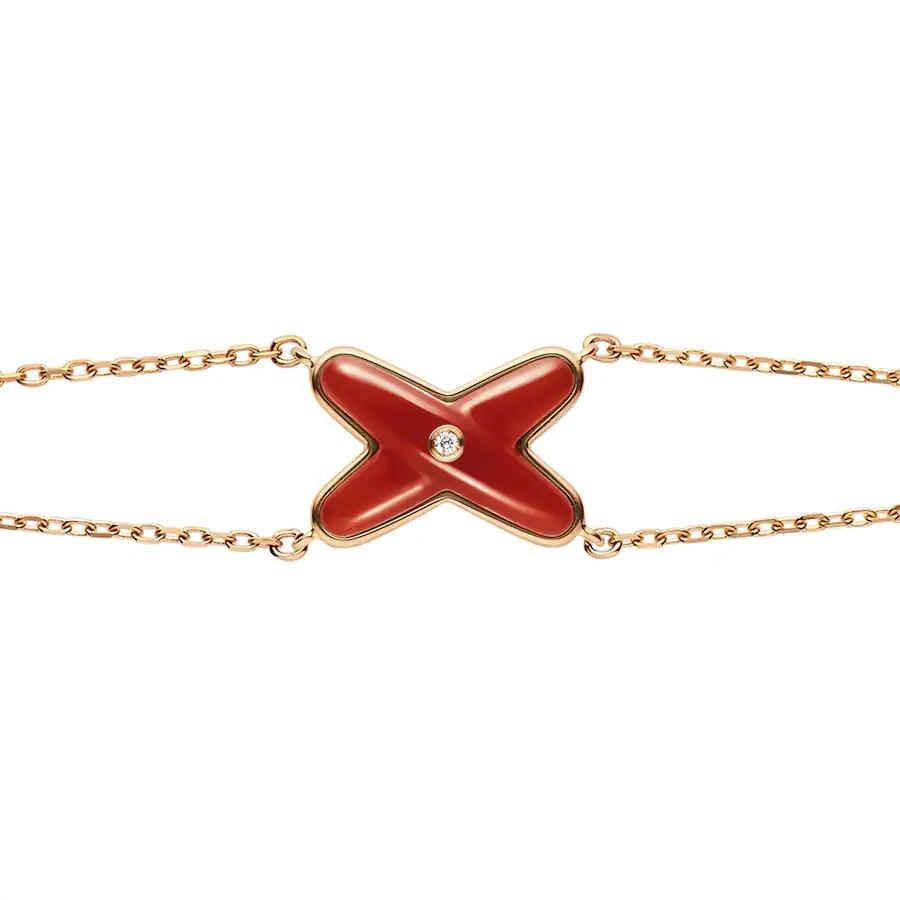 [Lucas Jewelry]JEUX BRACELET CARNELIAN PINK GOLD 1 DIAMOND