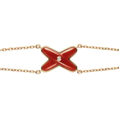 [Lucas Jewelry]JEUX BRACELET CARNELIAN PINK GOLD 1 DIAMOND