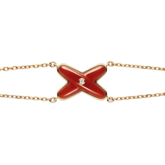 [Lucas Jewelry]JEUX BRACELET CARNELIAN PINK GOLD 1 DIAMOND