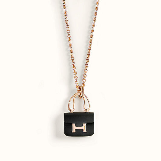 [Lucas Jewelry]CONSTANCE BLACK PEDANT PINK GOLD NECKLACE