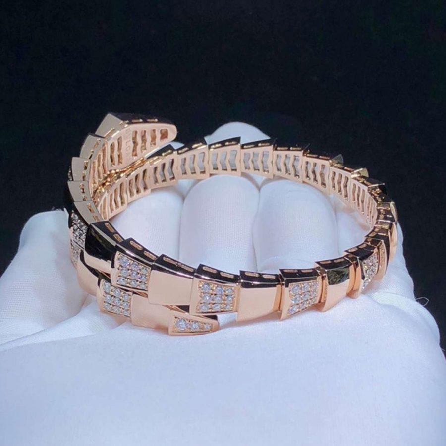 [Lucas Jewelry]SERPENTI WIDE BRACELET PINK GOLD DIAMOND