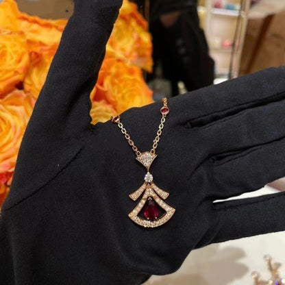 [Lucas Jewelry]DREAM NECKLACE CARNELIAN DIAMOND PINK GOLD