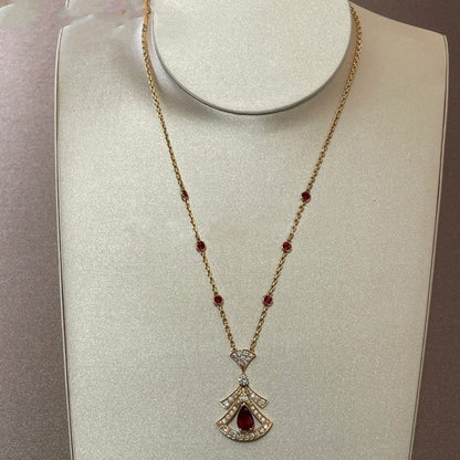 [Lucas Jewelry]DREAM NECKLACE CARNELIAN DIAMOND PINK GOLD