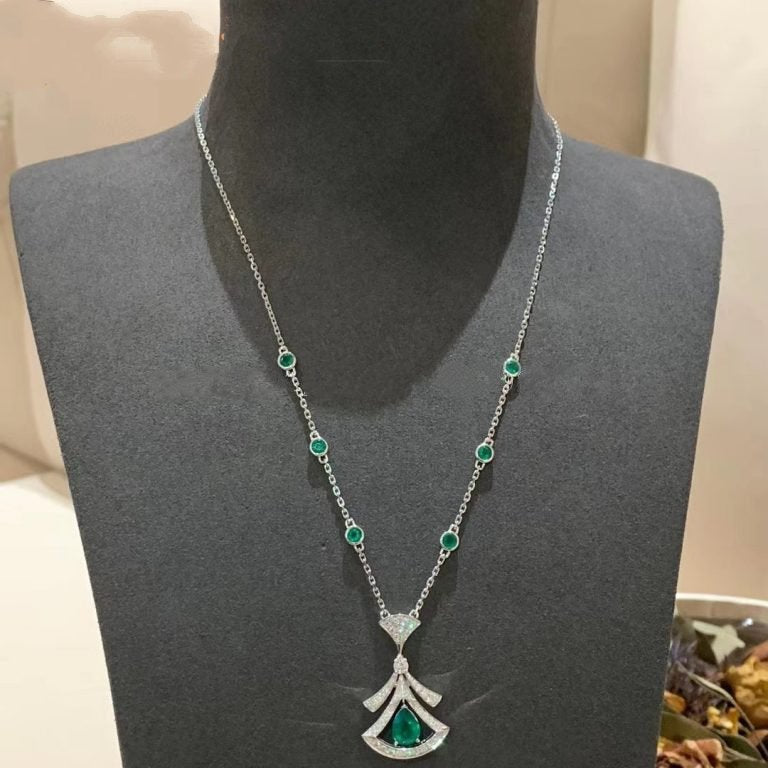 [Lucas Jewelry]DREAM NECKLACE MALACHITE DIAMOND SILVER