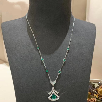 [Lucas Jewelry]DREAM NECKLACE MALACHITE DIAMOND SILVER