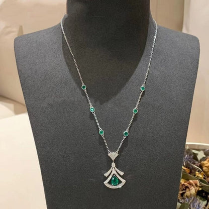 [Lucas Jewelry]DREAM NECKLACE MALACHITE DIAMOND SILVER