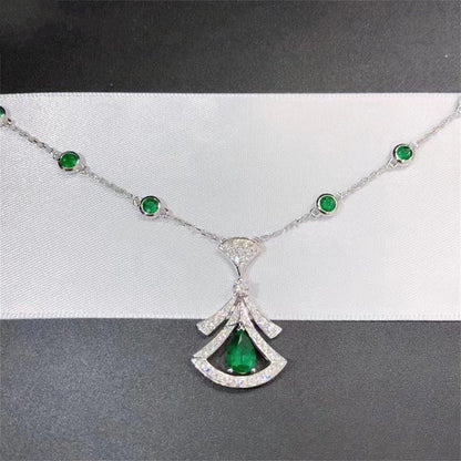 [Lucas Jewelry]DREAM NECKLACE MALACHITE DIAMOND SILVER