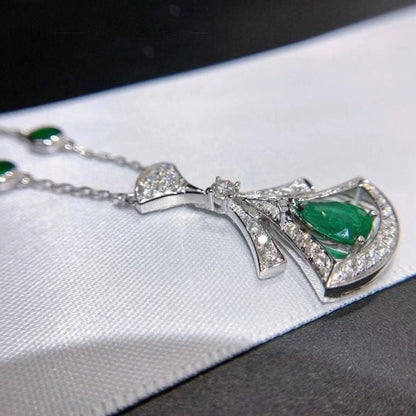 [Lucas Jewelry]DREAM NECKLACE MALACHITE DIAMOND SILVER