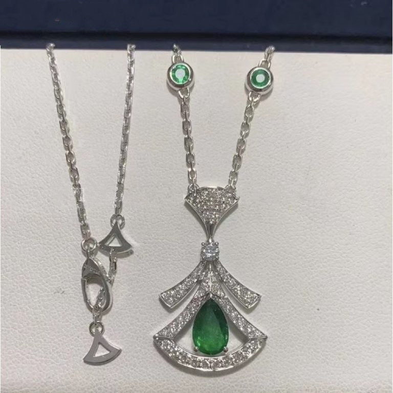 [Lucas Jewelry]DREAM NECKLACE MALACHITE DIAMOND SILVER