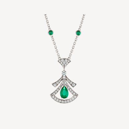 [Lucas Jewelry]DREAM NECKLACE MALACHITE DIAMOND SILVER