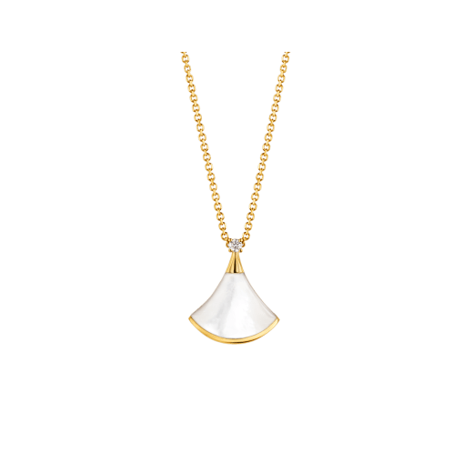 [Lucas Jewelry]DREAM NECKLACE WHITE MOP GOLD 1 DIAMOND