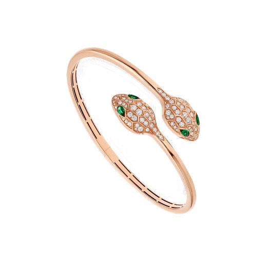 [Lucas Jewelry]SERPENTI BRACELET PINK GOLD MALACHITE DIAMOND DOUBLE SNAKE