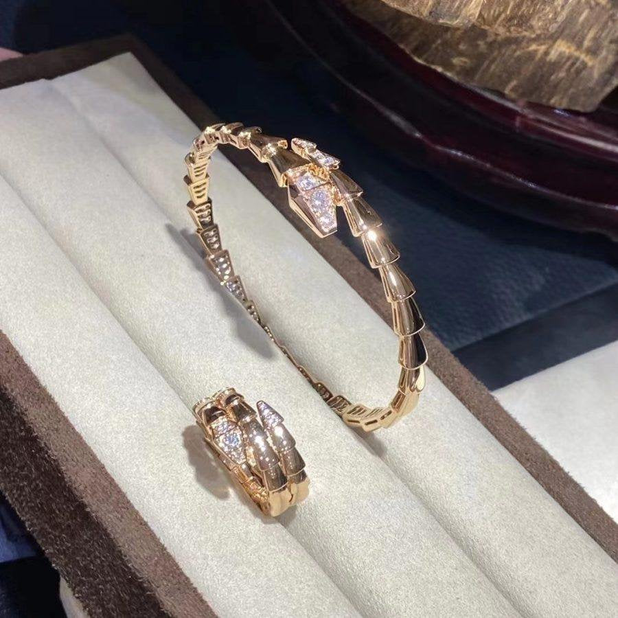 [Lucas Jewelry]SERPENTI BRACELET DIAMONDS PINK GOLD