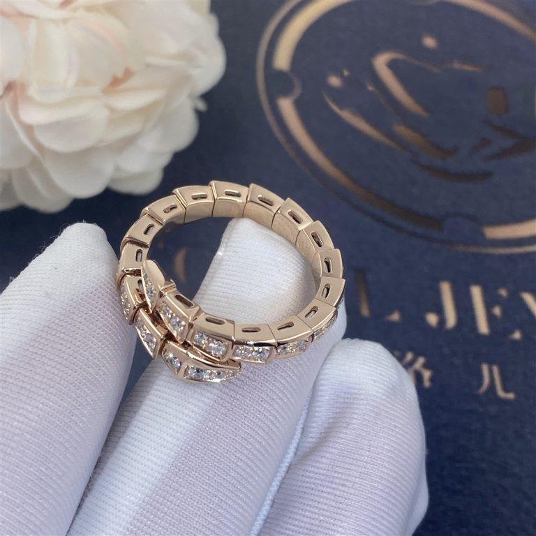 [Lucas Jewelry]SERPENTI RING PINK GOLD DIAMOND PAVED 4MM