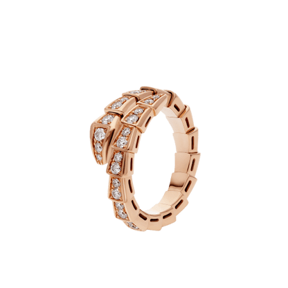 [Lucas Jewelry]SERPENTI RING PINK GOLD DIAMOND PAVED 4MM