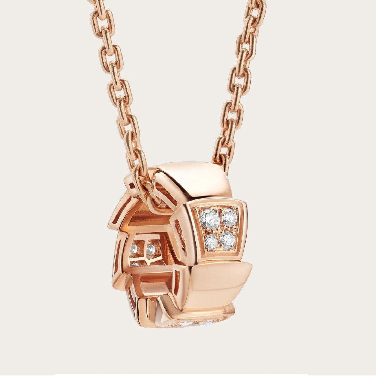 [Lucas Jewelry]SERPENTI PEDANT DIAMOND PINK GOLD NECKLACE