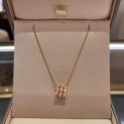 [Lucas Jewelry]SERPENTI PINK GOLD NECKLACE DOUBLE RING DIAMOND