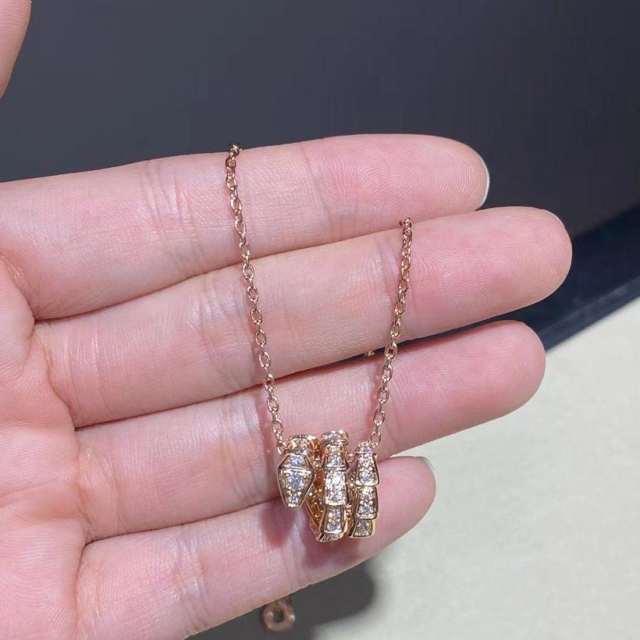 [Lucas Jewelry]SERPENTI PINK GOLD NECKLACE DOUBLE RING DIAMOND