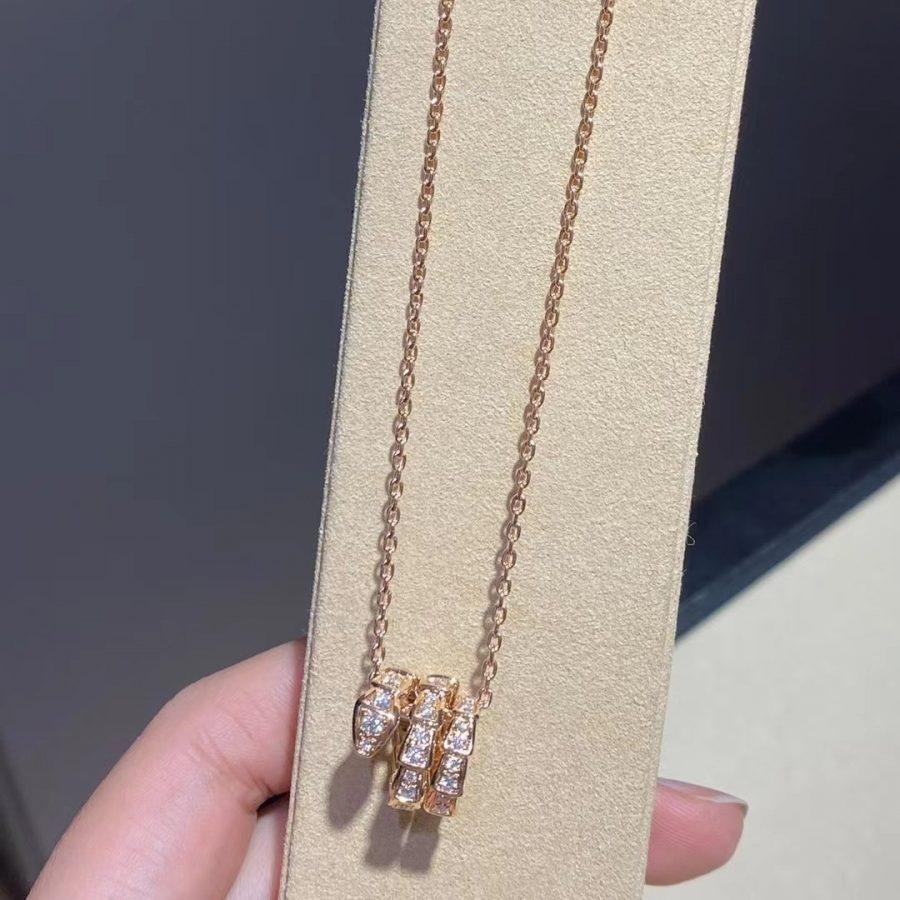 [Lucas Jewelry]SERPENTI PINK GOLD NECKLACE DOUBLE RING DIAMOND