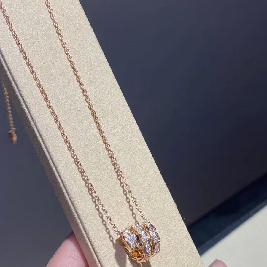 [Lucas Jewelry]SERPENTI PINK GOLD NECKLACE DOUBLE RING DIAMOND