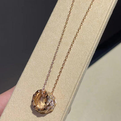 [Lucas Jewelry]SERPENTI PINK GOLD NECKLACE DOUBLE RING DIAMOND