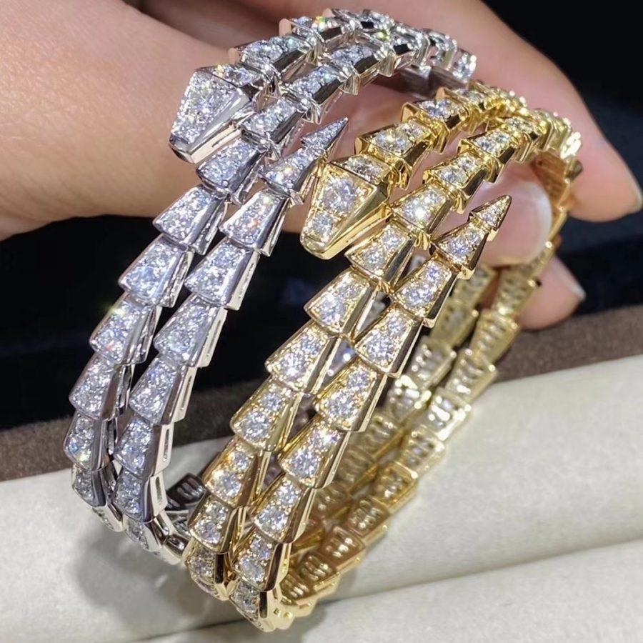 [Lucas Jewelry]SERPENTI BRACELET GOLD DIAMOND DOUBLE ROW