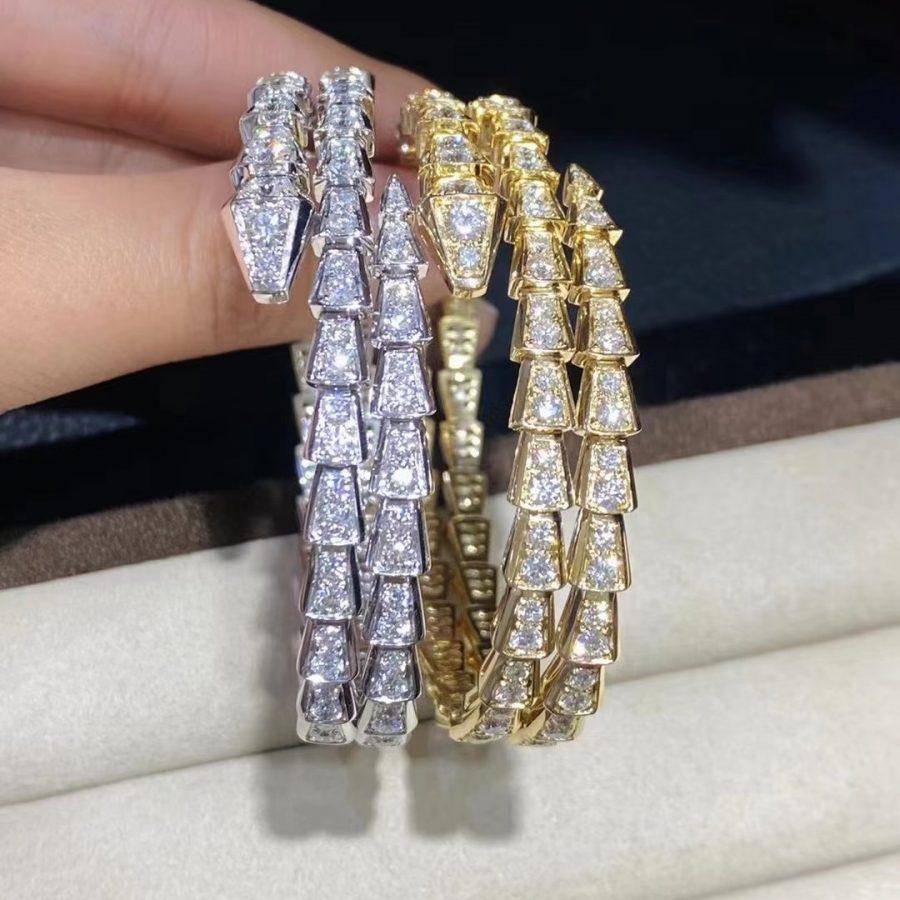 [Lucas Jewelry]SERPENTI BRACELET GOLD DIAMOND DOUBLE ROW