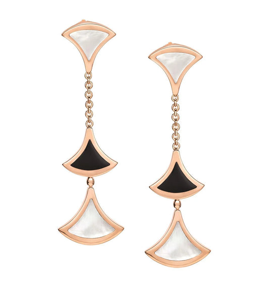 [Lucas Jewelry]DREAM EARRINGS 3 MOTIFS ONYX MOP PINK GOLD