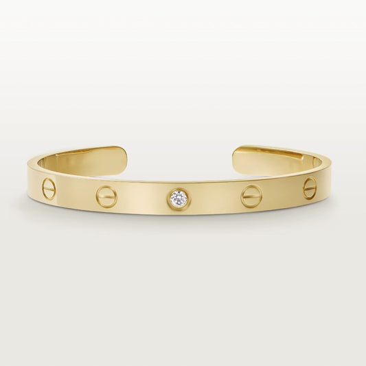 [Lucas Jewelry]LOVE BRACELET 6.1MM 1 DIAMOND OPEN CUFF