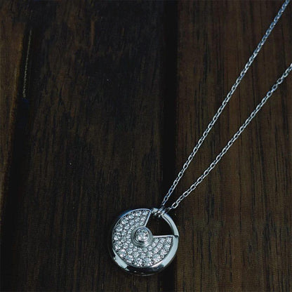 [Lucas Jewelry]AMULETTE SILVER FULL DIAMOND NECKLACE